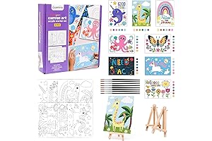 Paint and Sip Kit for Kids, 8 Packs 5x7 Pre Drawn Canvases for Ages 4-12