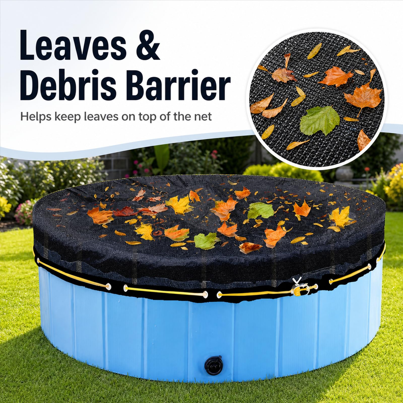 Cubierta de Piscina Redonda,Cubierta para Piscina Exterior Plegable,Cobertor de Invierno Redond Paras Piscinas,Protección UV,Impermeable,para jardín al Aire Libre