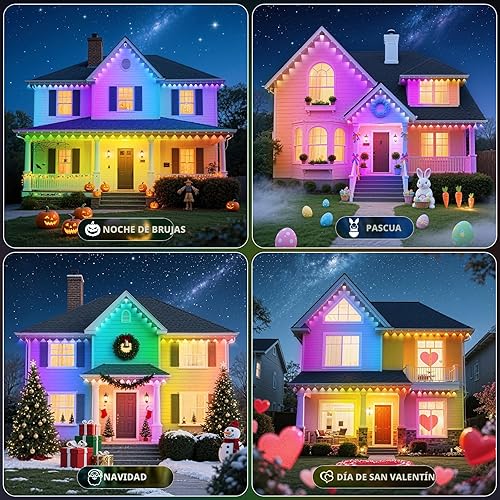 Miniatura 7 de LETIANPAI Luces permanentes para exteriores de 300 pies, luz de alero RGB con control remoto de aplicación, modos de escena de bricolaje IP67