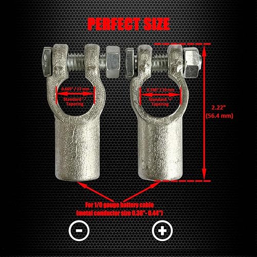 Miniatura 2 de Ampper Conectores de terminales de batería de cobre, juego de conectores de terminales de batería de poste superior (+-) con cubierta y tubos
