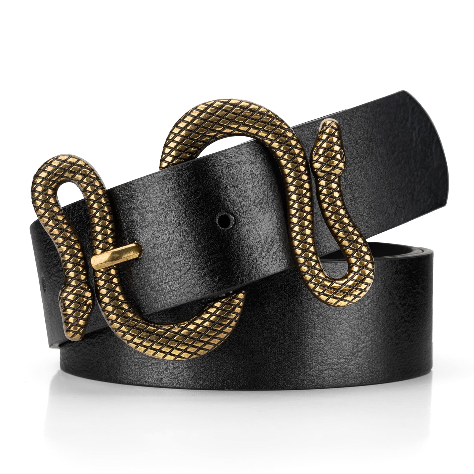 taffeta alley Belts for Women,Women Fashion Leather Belt for Dress with Snake Buckle