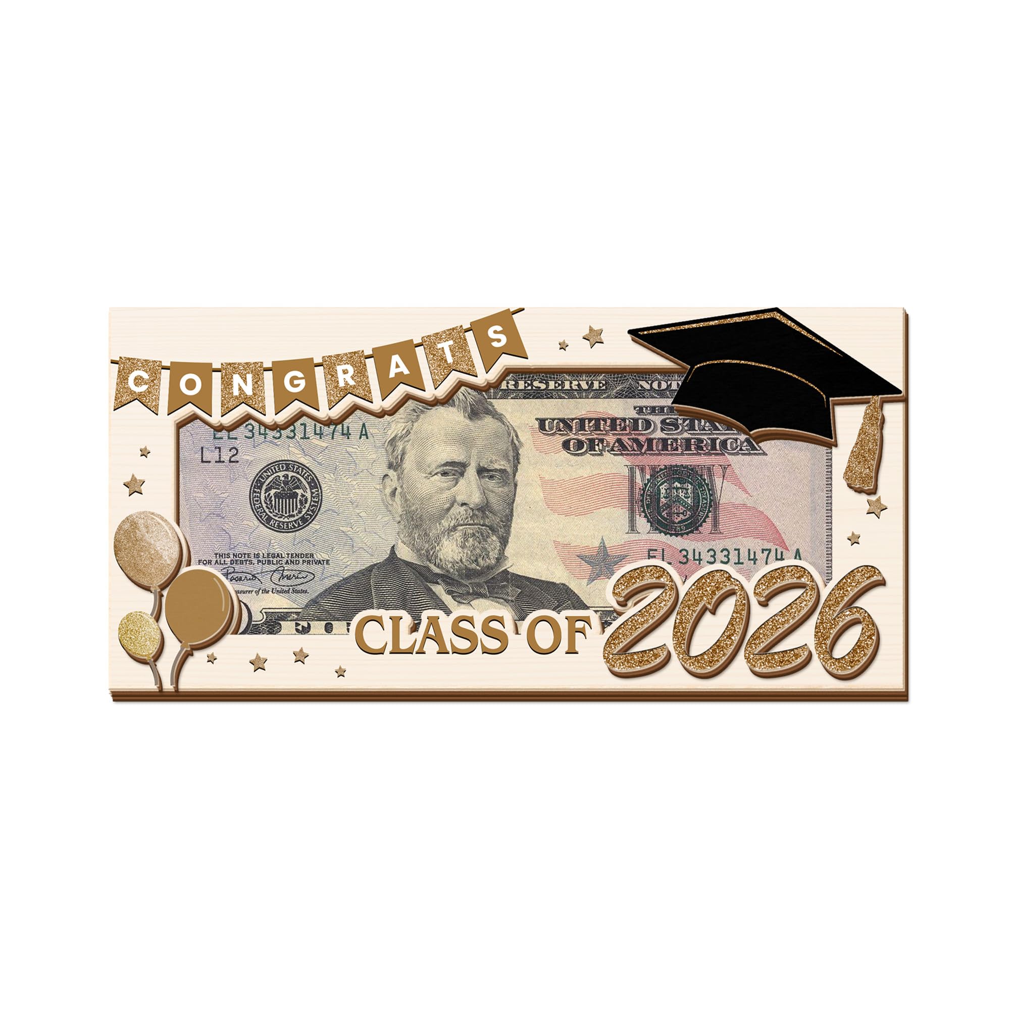 Porte-cadeau en bois classe 2026 souvenir de prestige