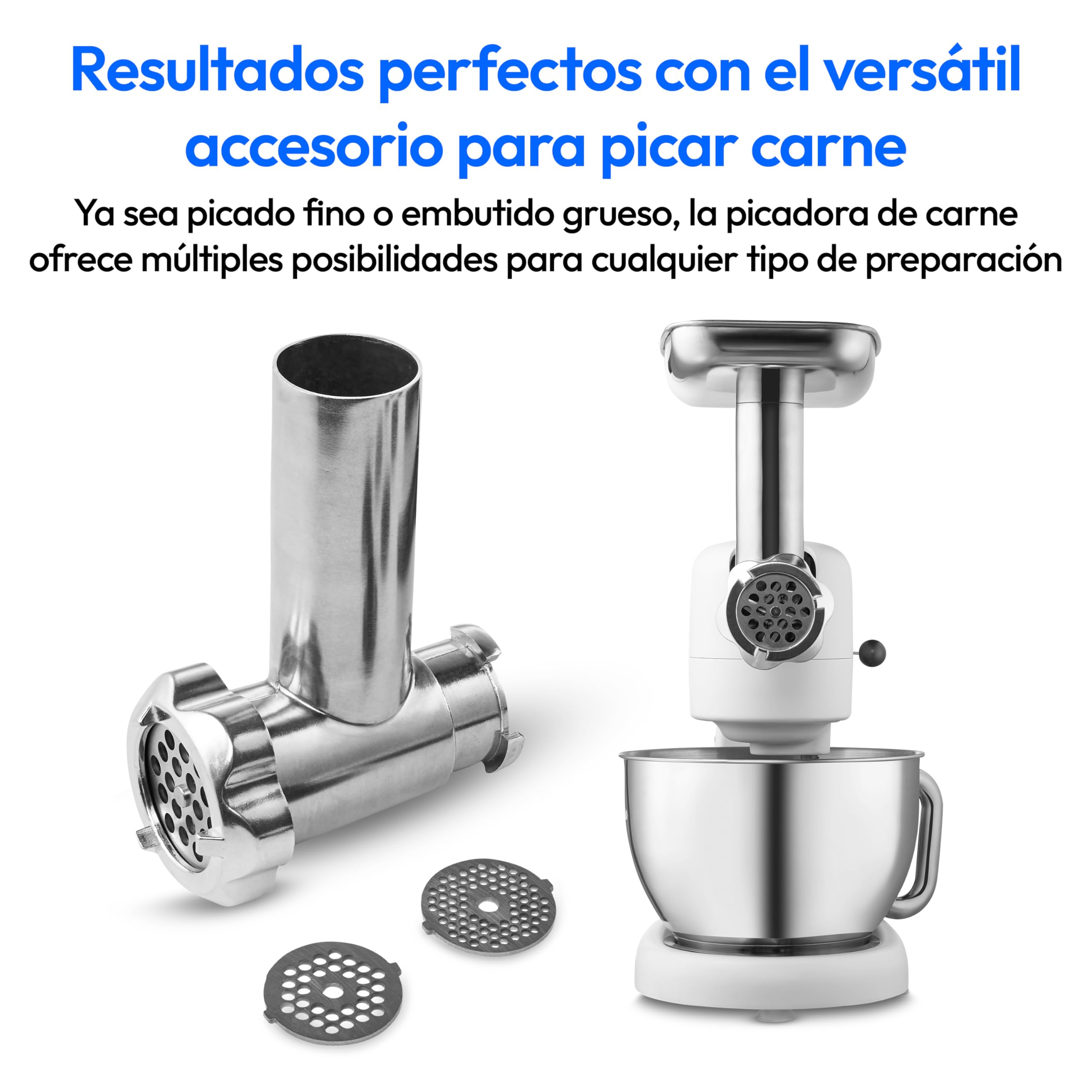 MEDION Robot de cocina con picadora (800 vatios, motor de CC, recipiente de acero inoxidable de 4,6 litros, ahorro de energía, ultrasilencioso, pantalla táctil con sensor digital, MD12600) Blanco