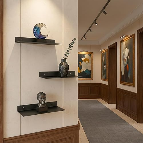 Miniatura 7 de SIMOND STORE Estante flotante lineal, estante industrial de acero resistente montado en la pared, estante diseñado para bricolaje