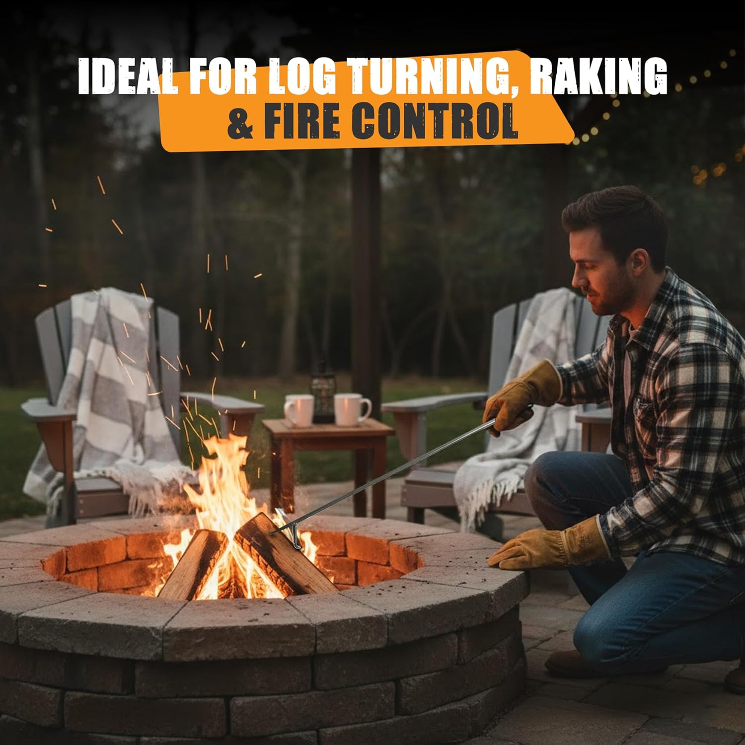 Pilgrim Hand-Forged 30" Fireplace Poker - Sturdy Iron Hearth Tool, Vintage Style Blaze Pit Accessory for Safe Log Management - Ideal for Rugged Chimney Maintenance