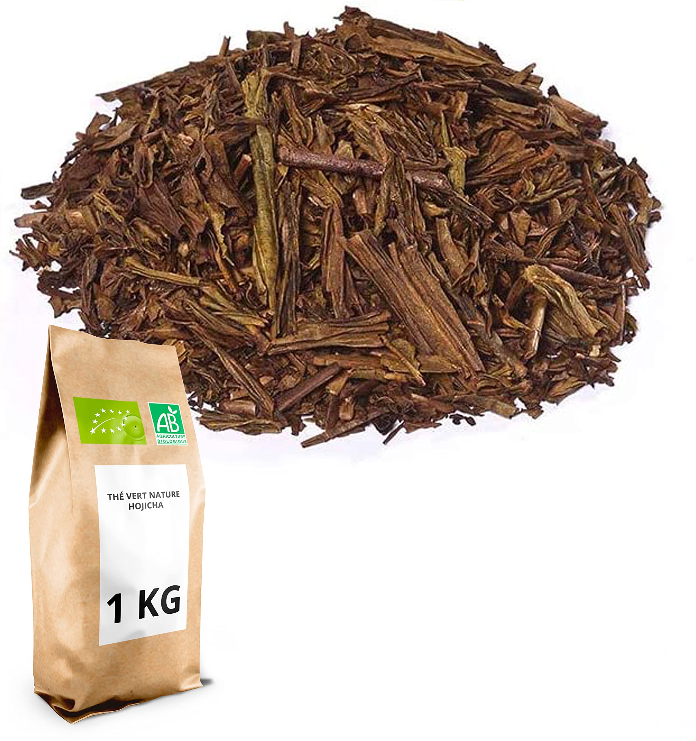 Thé Vert bio HOJICHA - 1 kg (400 tasses) - Thé en vrac 100% agriculture biologique - Thés Direct