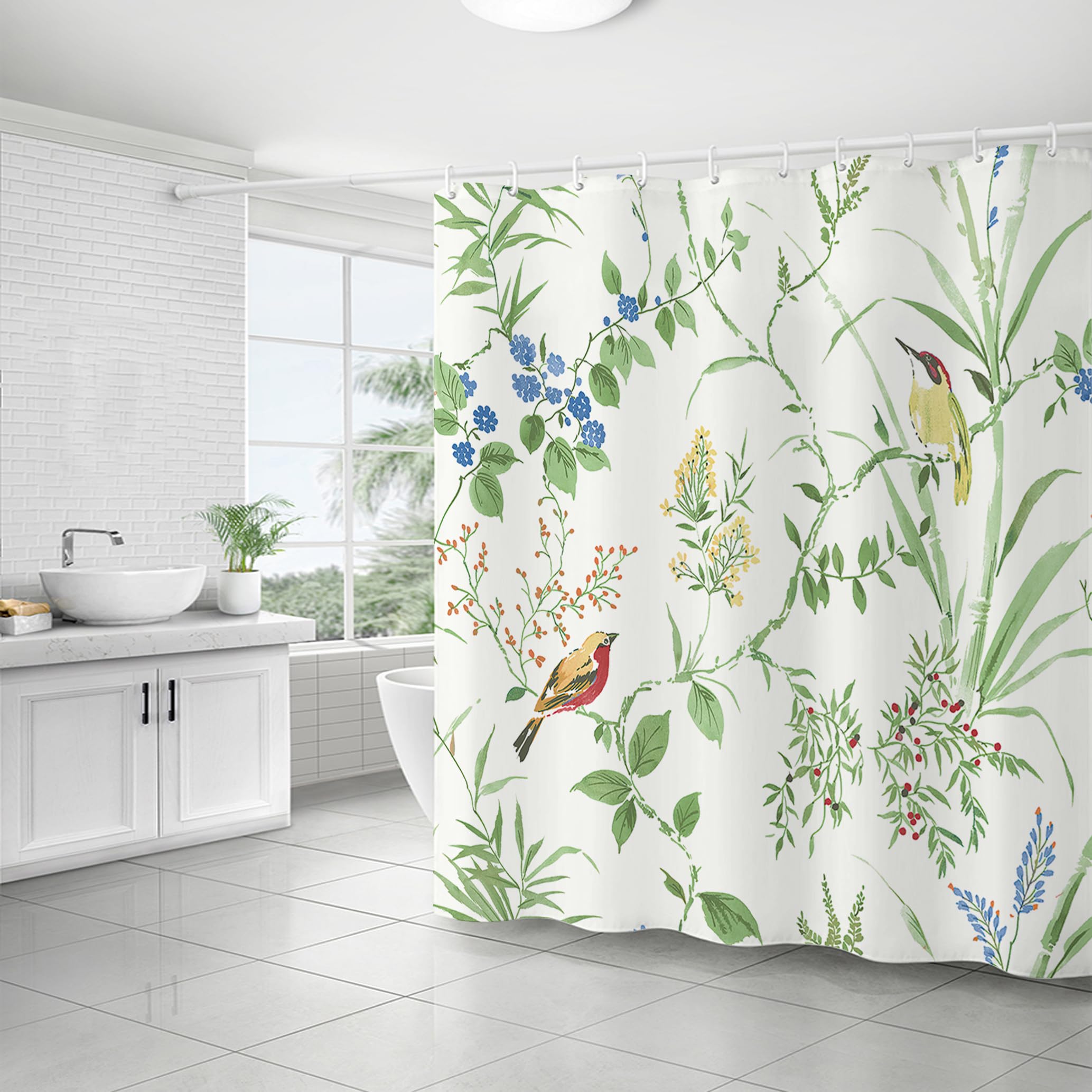 WELTRXE Shower Curtain Mould Proof Mildew Resistant, 183X183cm