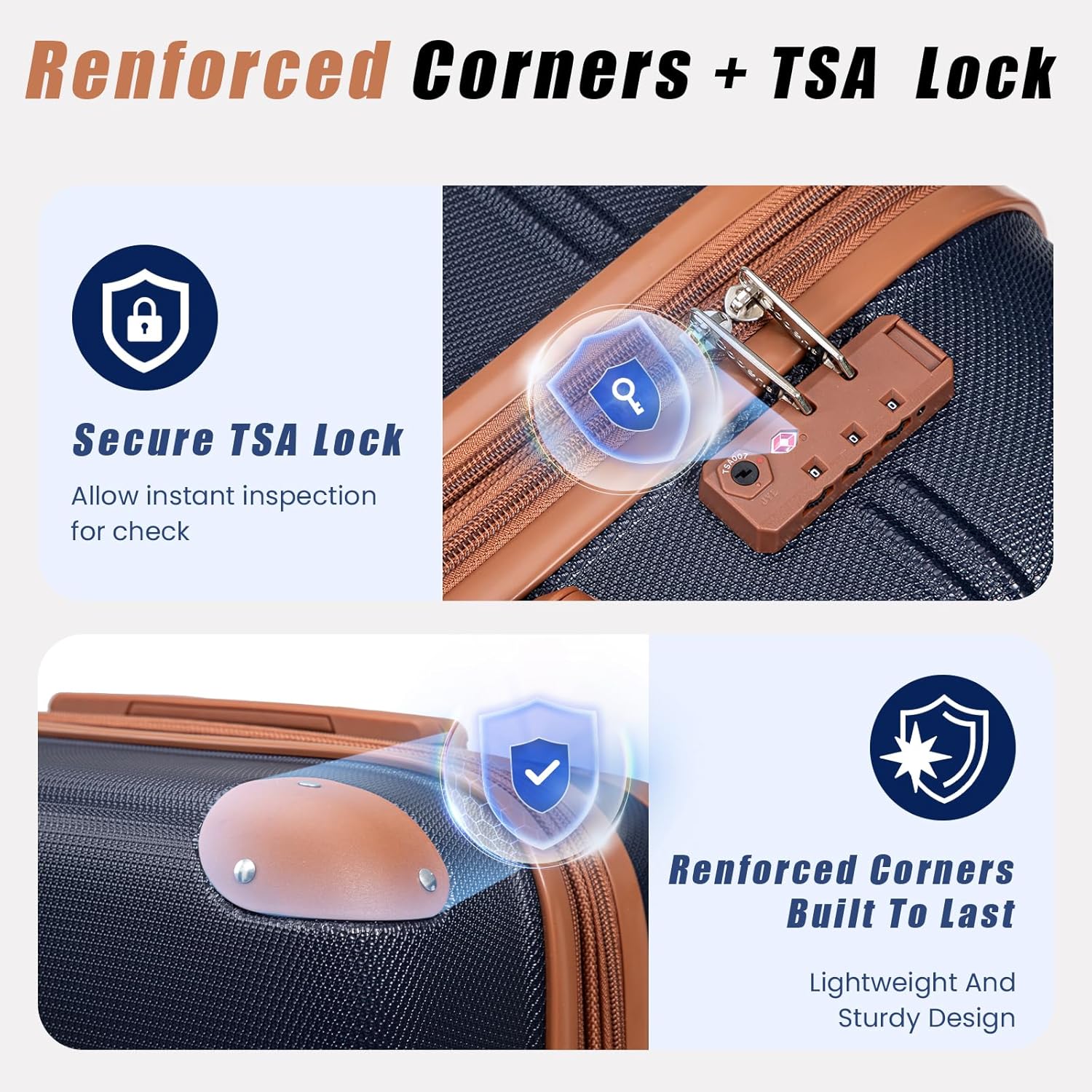 Expandable Luggage Sets 5 Piece with Detachable Spinner Wheels and TSA Lock,ABS Hard Case Suitcases with Wheels,Carry On Luggage Set - Image 3