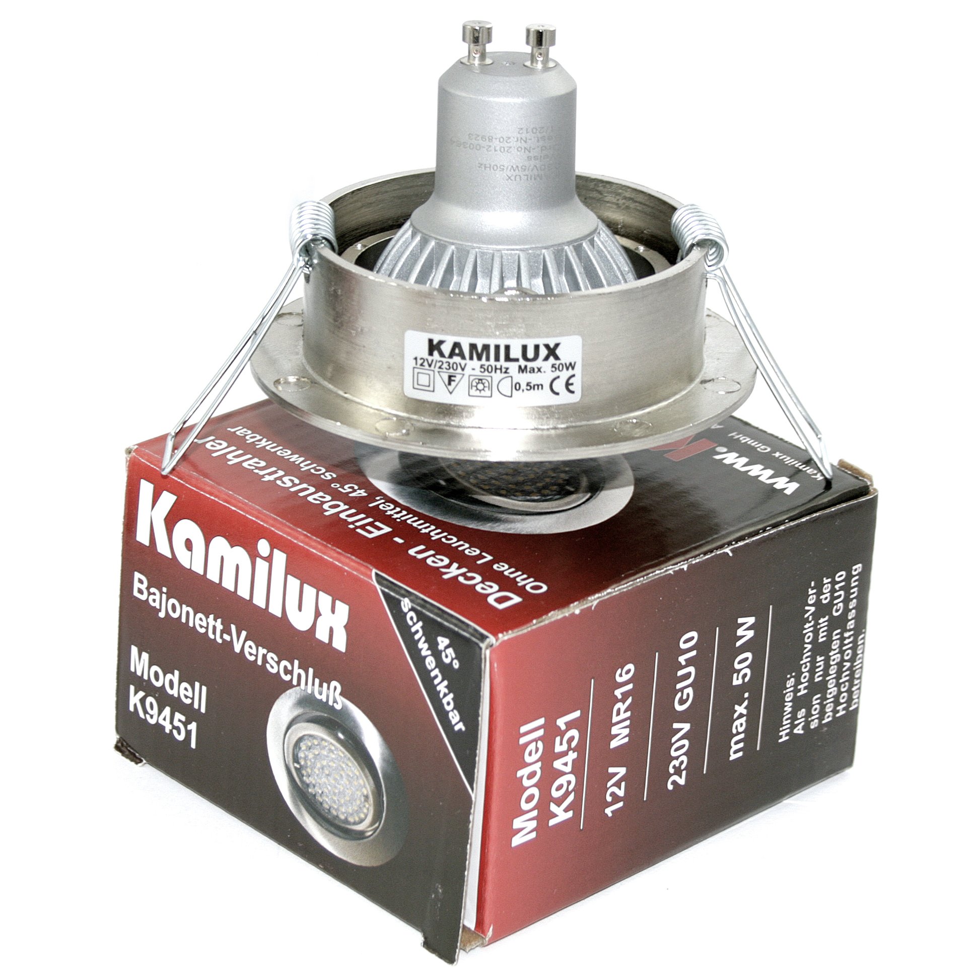 5er Set Power LED Einbauleuchte Bajo 230V GU10 edelstahl-gebürstet + Power LED 5 Watt in warmweiss