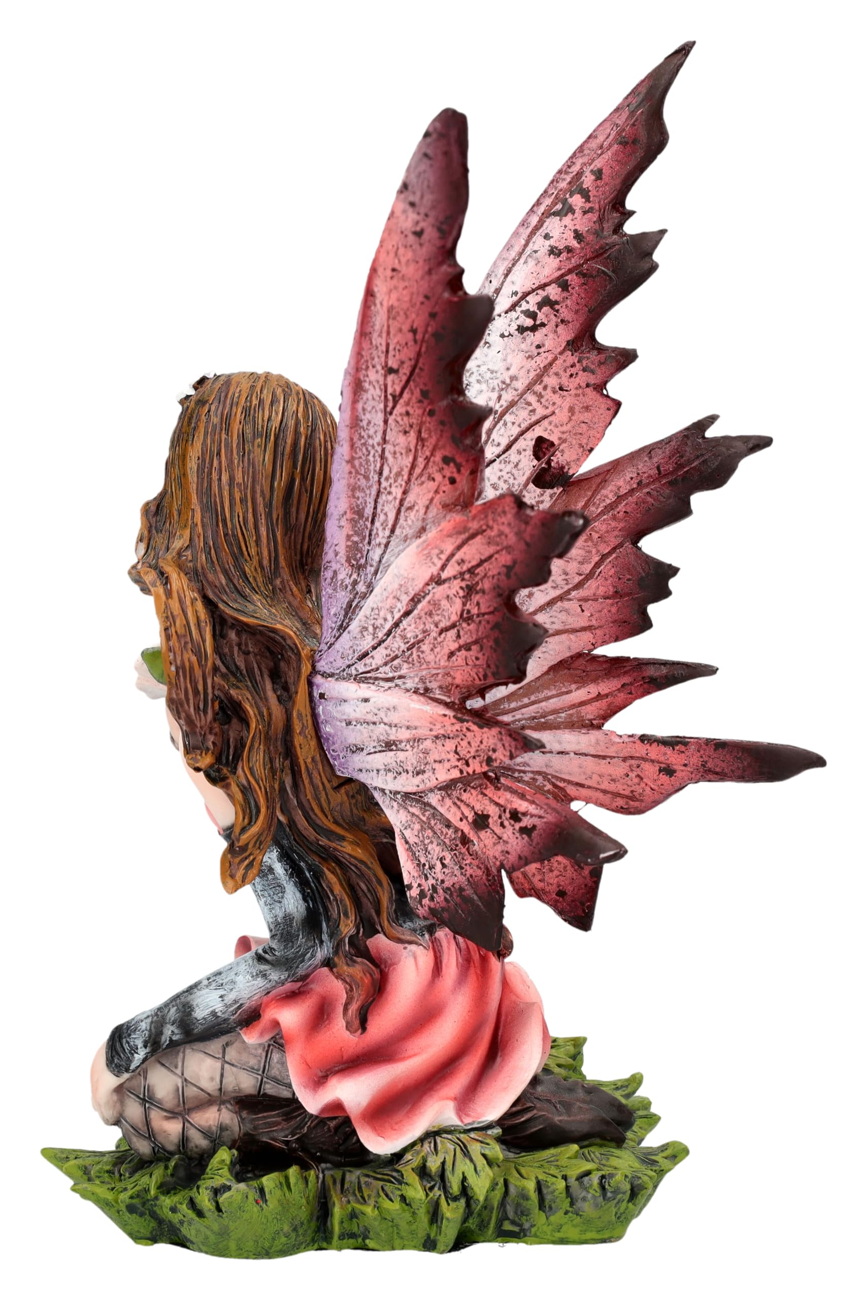 Elfen Figur Noandra mit Blumen 15,5 cm | Fee Statue Fantasy Deko rosa pink