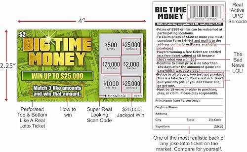 Miniatura 4 de Boletos de lotería de broma broma, estas tarjetas rasca de boleto de lotería se ven súper reales como un boleto de lotería de broma de rascador