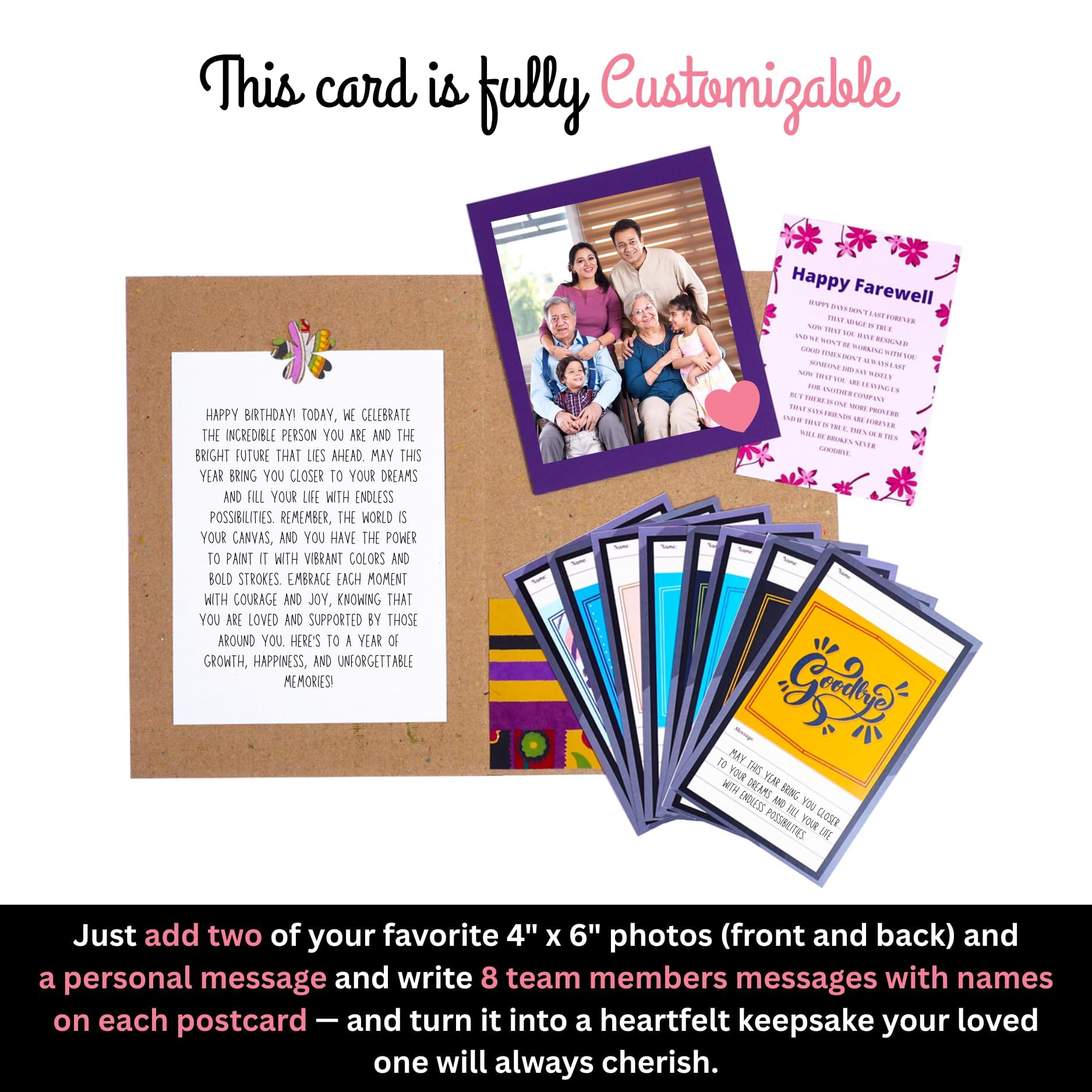 Handmade Farewell Card with Photo Inserts -4 Handmade Farewell Card with Photo Inserts -4
