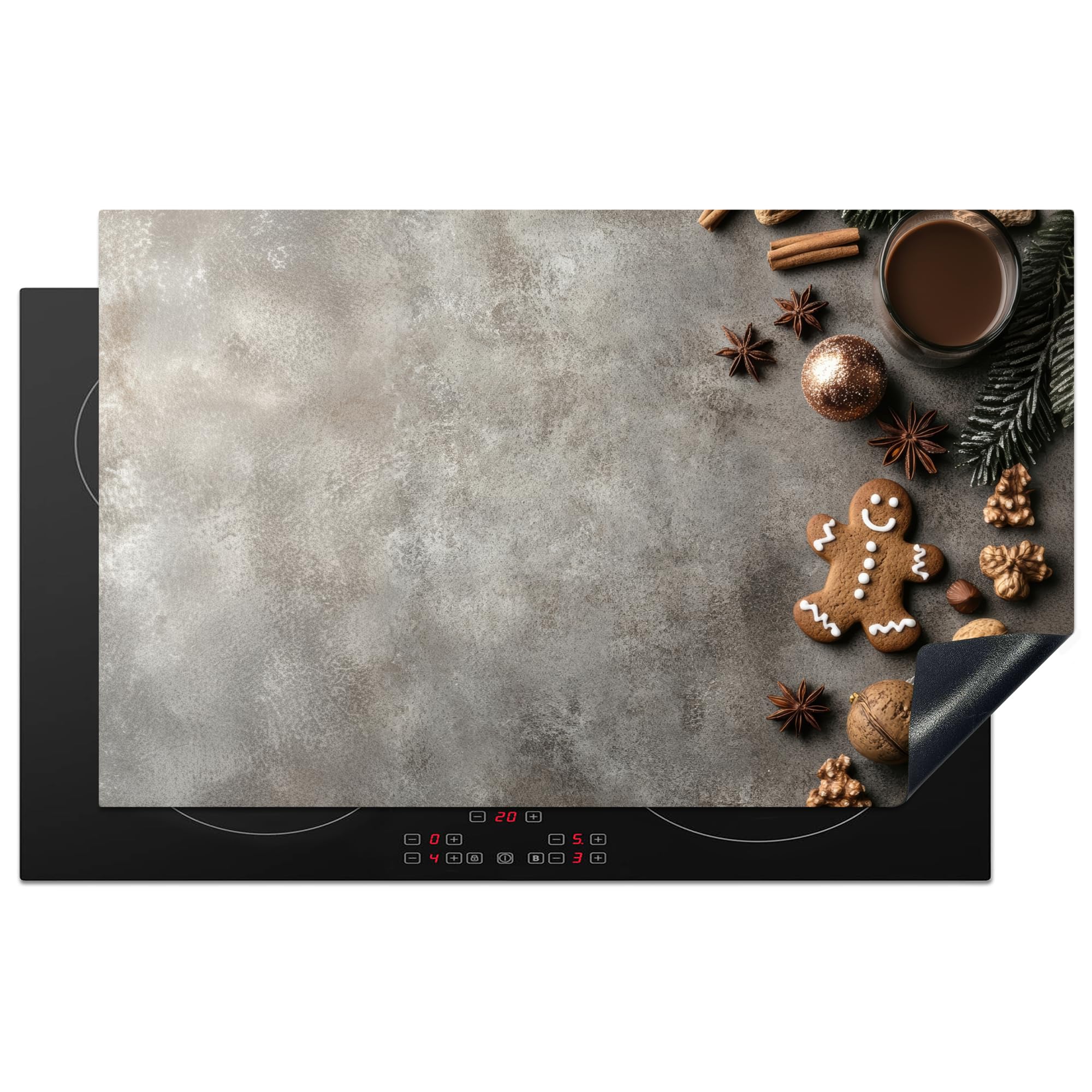KitchenYeah© Induction Hob Cover Protector Mat 20.3"x32.7" / 83x51.5 cm Kitchen Universal Ceramic Covers for Electric Cookers Vinyl Winter - Christmas - Warm - Food