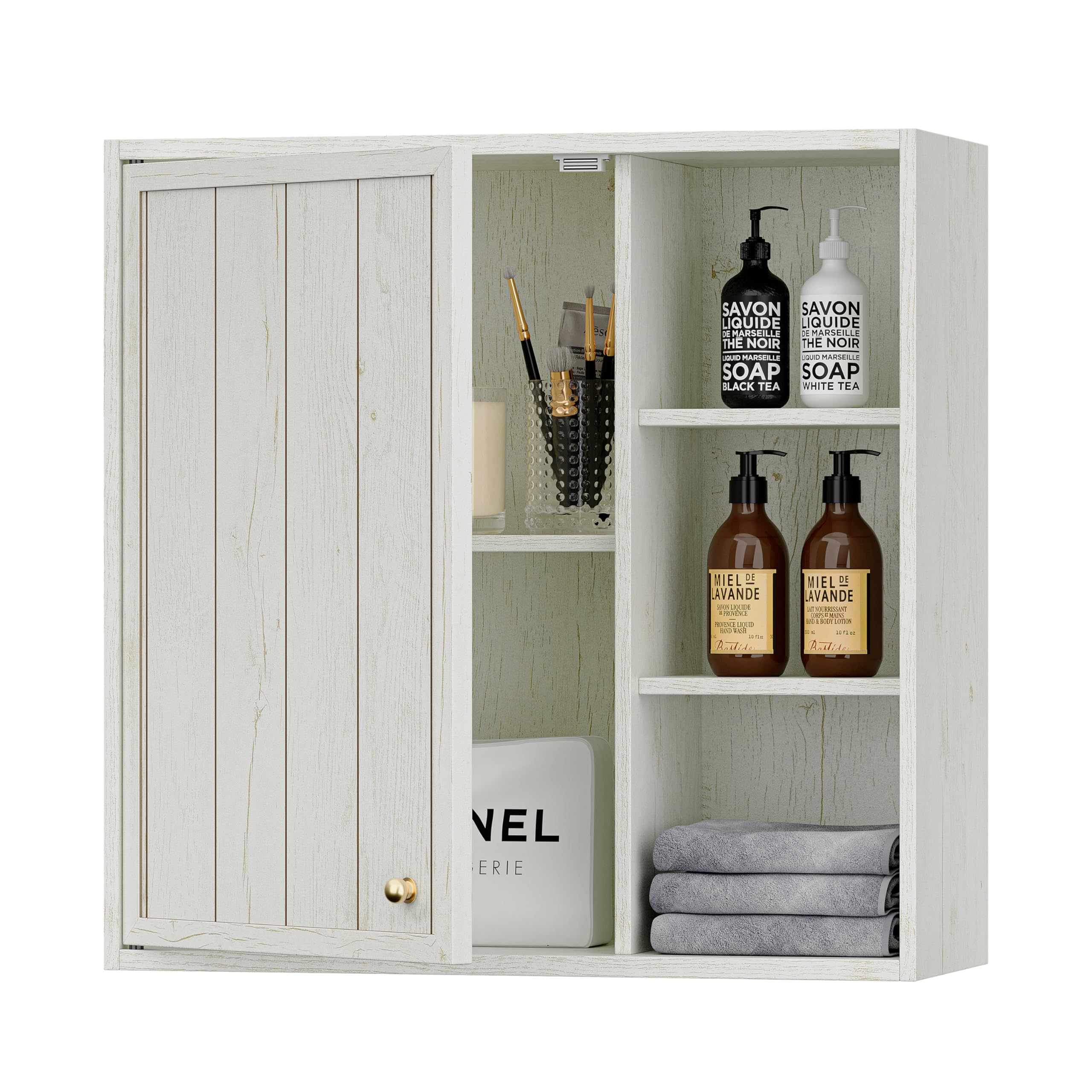 VDNEND Bathroom Wall Cabinet, Small Wall Cabinet Over Toilet with Door and Adjustable Shelf, Rustic Medicine Cabinet for Kitchen, Garage, Livingroom,