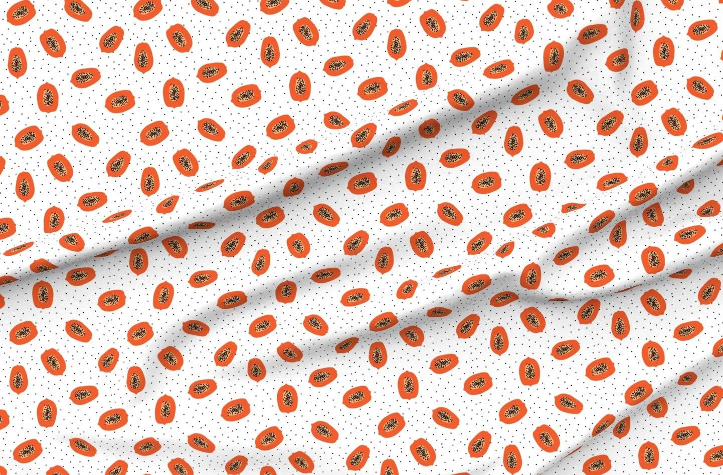 Spoonflower Fabric - Orange Papaya Seeds Exotic Tropical Fruit Hawaii Summer Printed on Minky Fabric by The Yard - Sewing Baby Blankets Quilt Backing Plush