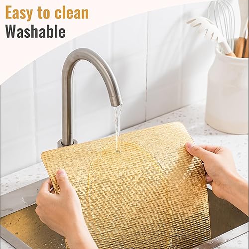 Miniatura 5 de Jovono Juego de 4 manteles individuales de piel sintética, impermeables, lavables, fáciles de limpiar, resistentes al calor, tapete de vinilo para