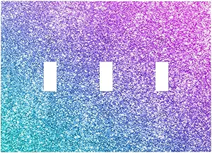 Decorative Switch Plate Covers Gillter Purple Pink Blue Gradient Sparkle 3 Gang Light Switch Cover Plate Triple Toggle Wall Plate Light Switch Covers for Bedroom Home Decor