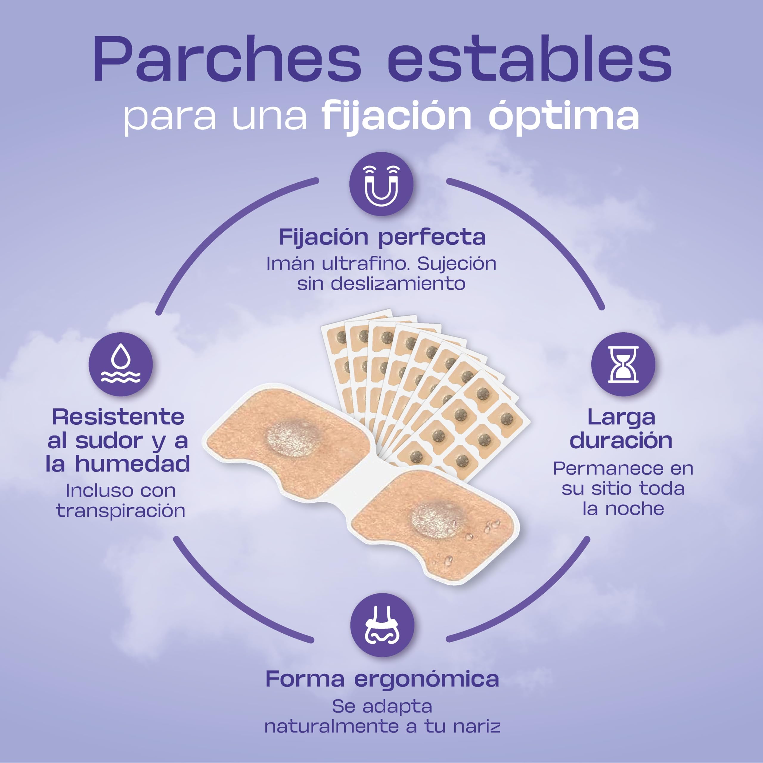 Recambio 120 Parches Tiras Nasales Magnéticas Anti Ronquidos Imán | 120 parches magnéticos de recambio (60 días) para dilatador y tira nasal. Adhesivos imanes nariz, respira mejor