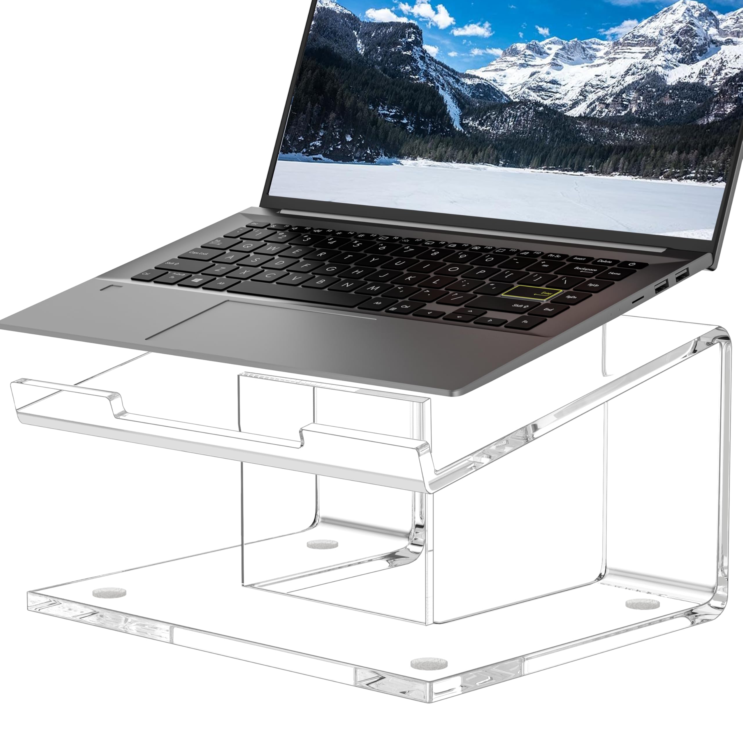 Acrylic Laptop Stand for Desk, Laptop Riser for 10-17.3 Inch Laptops, Ergonomic Computer Stand Holder Compatible with Macbooks and Notebooks