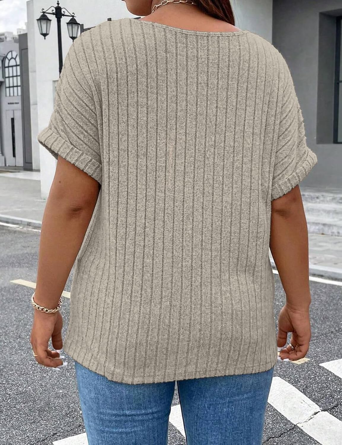 Viracy Plus Size Top for Women Short Sleeve Blouses Zip-up V Neck Top Womens Fashion 2025 Trendy Casual Work Shirt 1X-5X - Image 5