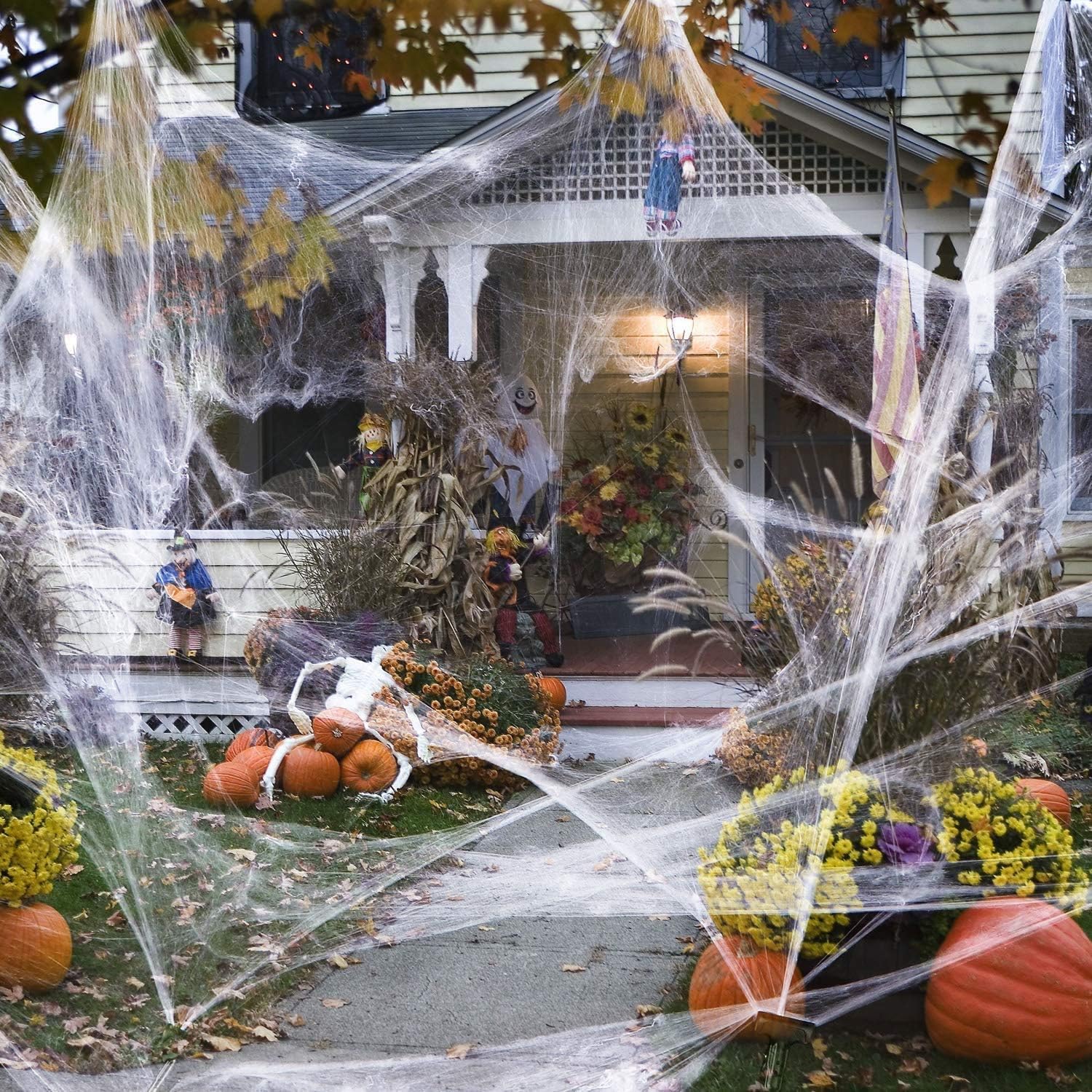 Sizonjoy800 sqft Halloween Stretch Spider Web Decorations, Large Cobwebs for Indoor Outdoor Halloween Decorations, Halloween Theme Party Supplies