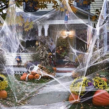 Sizonjoy 800 sqft Halloween Stretch Spider Web Decorations, Large Cobwebs for Indoor Outdoor Halloween Decorations, Halloween Theme Party Supplies