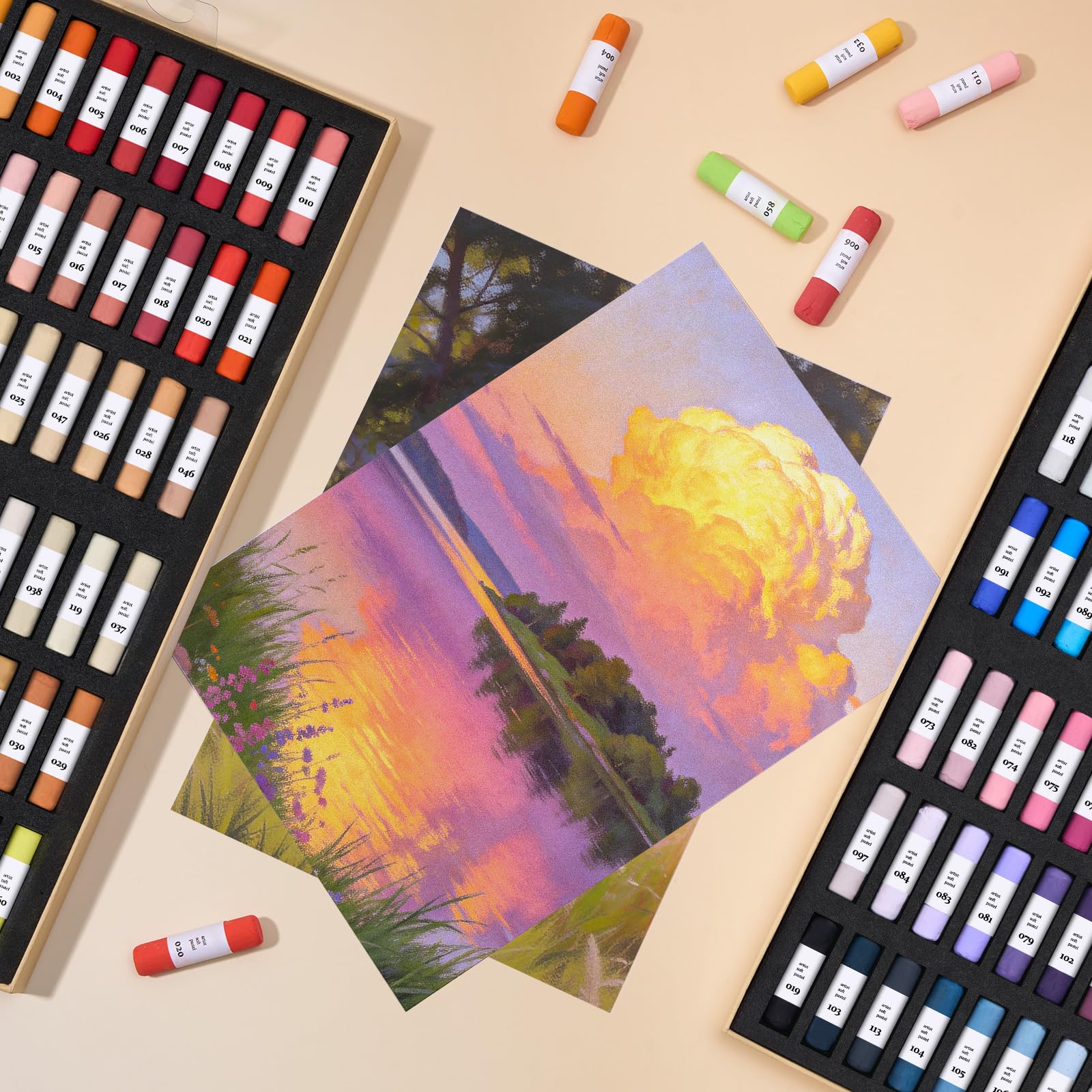 LIGHTWISH 120 Pasteles Blandos Hechos a Mano – Set Profesional Ultra Completo de 120 Colores para Artistas Exigentes – No Tóxico for Art Sketching & Shading