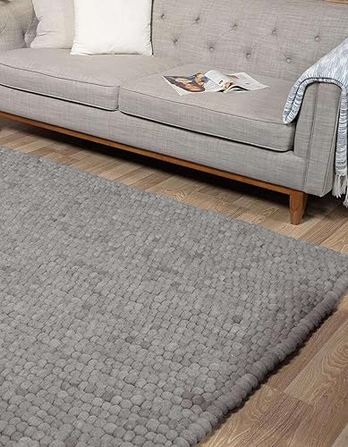 Miniatura 3 de Unique Loom Felt Ball Collection - Alfombra de área (4 pies 1 pulgada x 6 pies 1 pulgada, rectangular, gris)