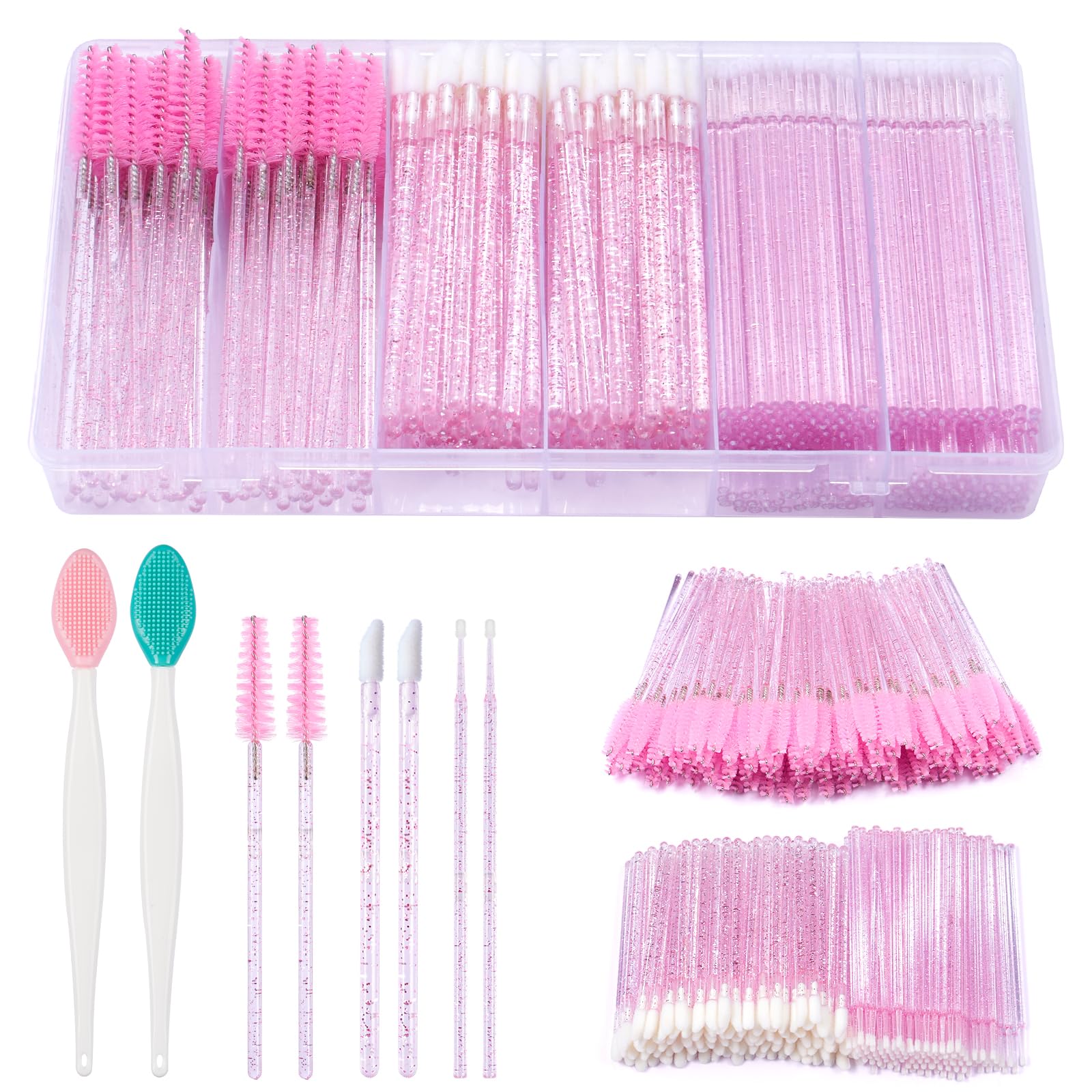 302PCS Jetables Cils/Lèvres/Brosses De Nettoyage: 100 Goupillon Cils-100 Goupillon Sourcil-100 Micro Applicateurs Brosses-2 Brosse à Gommage à Lèvres-D'extension De Cils Pour Le Maquillage Les Soins