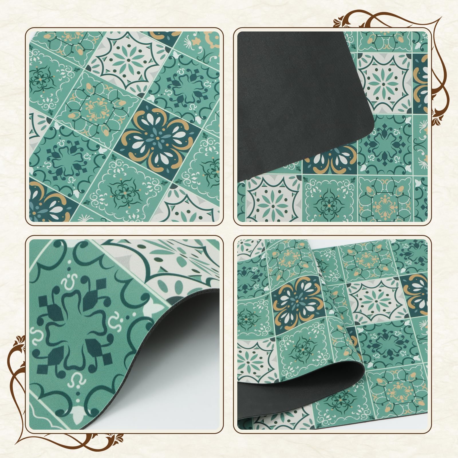 Set Tappeti da Cucina, 2 Pezzi Antiscivolo Tappetini da Cucina e Tappeti Runner Set, Supporto in Gomma Super Assorbente Tappetini Lavabili, 43x75 + 43x120cm