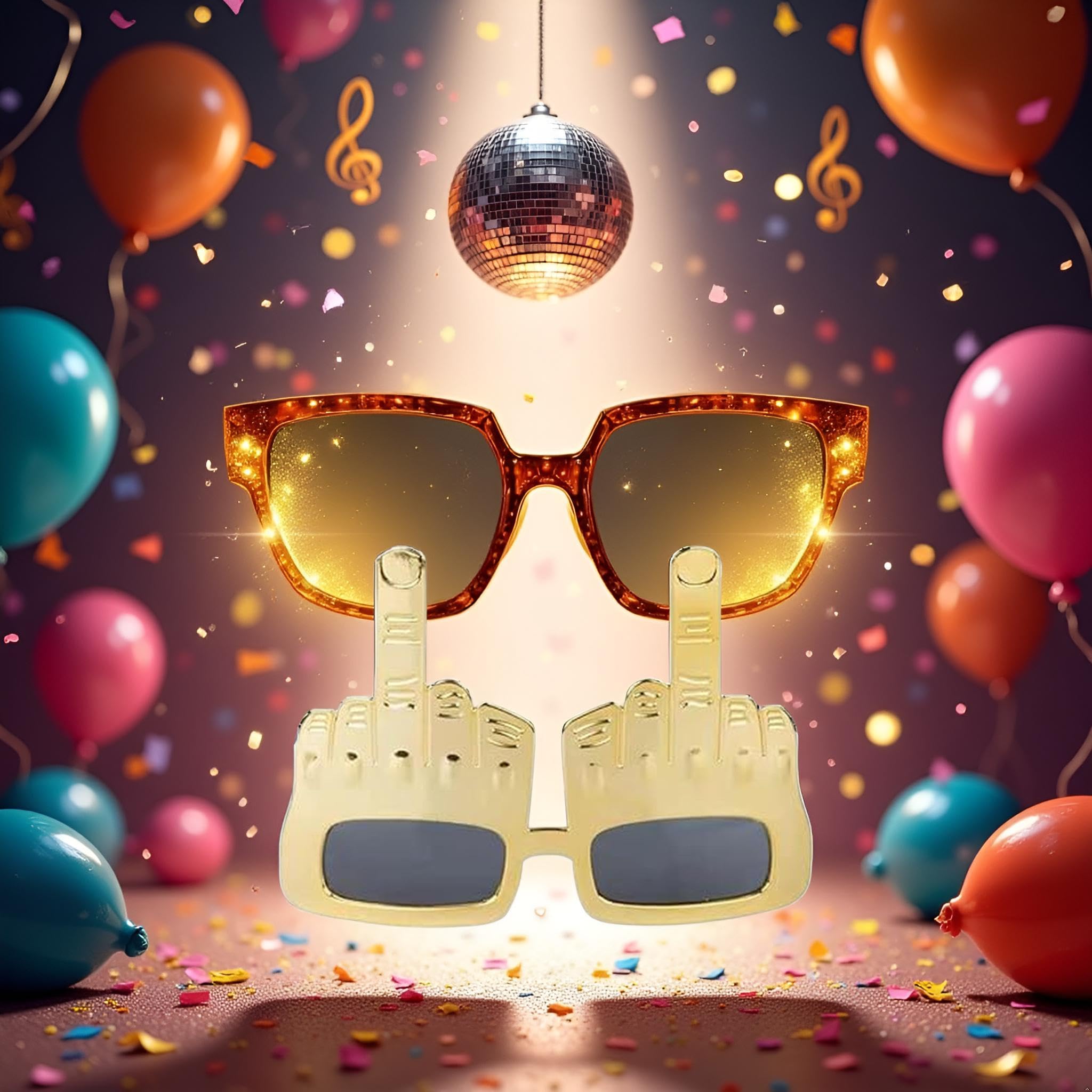 Pchnfei Gold Tricky Middle Finger Sunglasses - Image 3