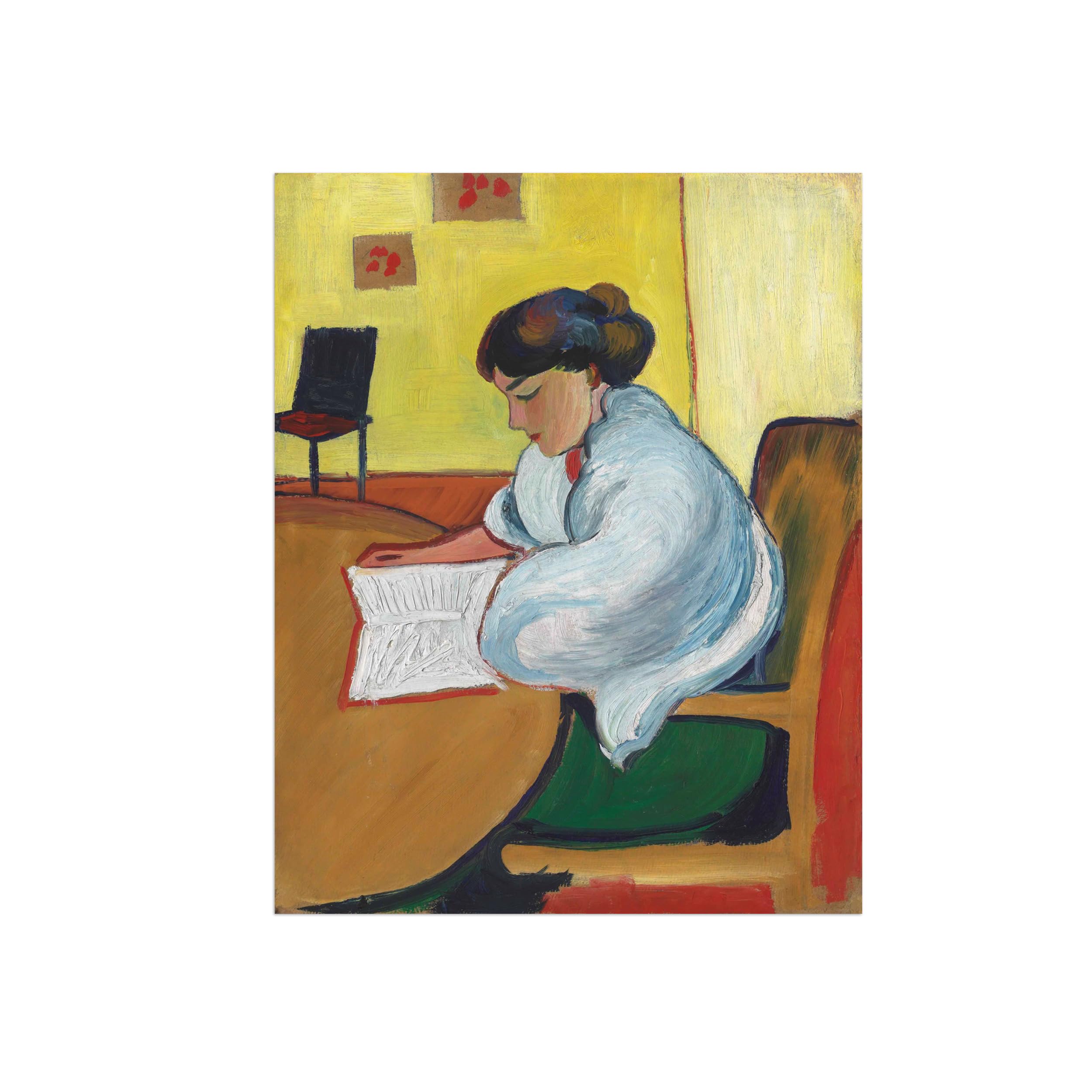 Sdyskkug Unframed August Macke Famous Wall Art For Living Room. Woman Reading. Canvas Artwork Picture. Prints Reproduction Modern Home Decor 65X50cm
