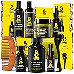 The Beard Club Supreme Beard Growth Kit - Derma Roller, Growth Oil, Vitamins, Vitamin Spray, Biotin Balm, Thickening Conditioner, Shampoo, Comb & Cleansing Spray - Gift Set