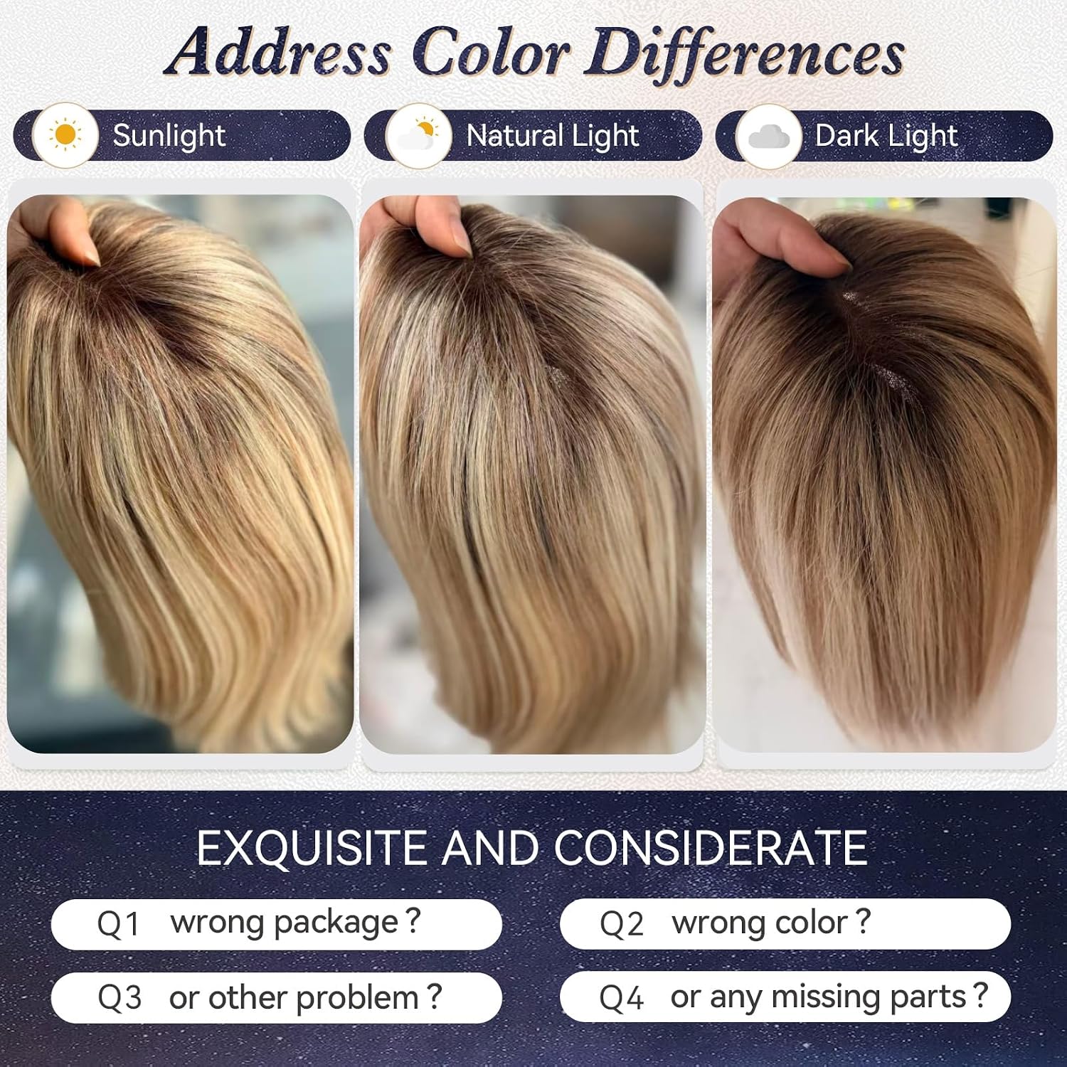 starluck 6x5 inch Large Swiss Base SilkHug 14 Inch Real Human Hair Toppers,60 Gram, 100% Real Human Hair Toppers for Women with thinning (Blonde Mixed Brown with Dark Brown Roots,with Bangs)