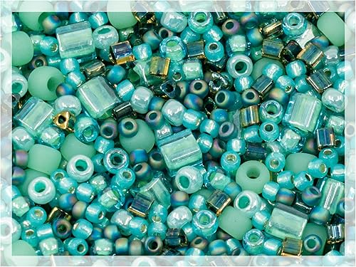 Miniatura 8 de 0,35 oz (10 g) Mezcla de pequeñas rocallas, cuentas de semillas y bugles de 2-10 mm de cuentas de vidrio japonés TOHO, mezcla TOHO Beige Pearl