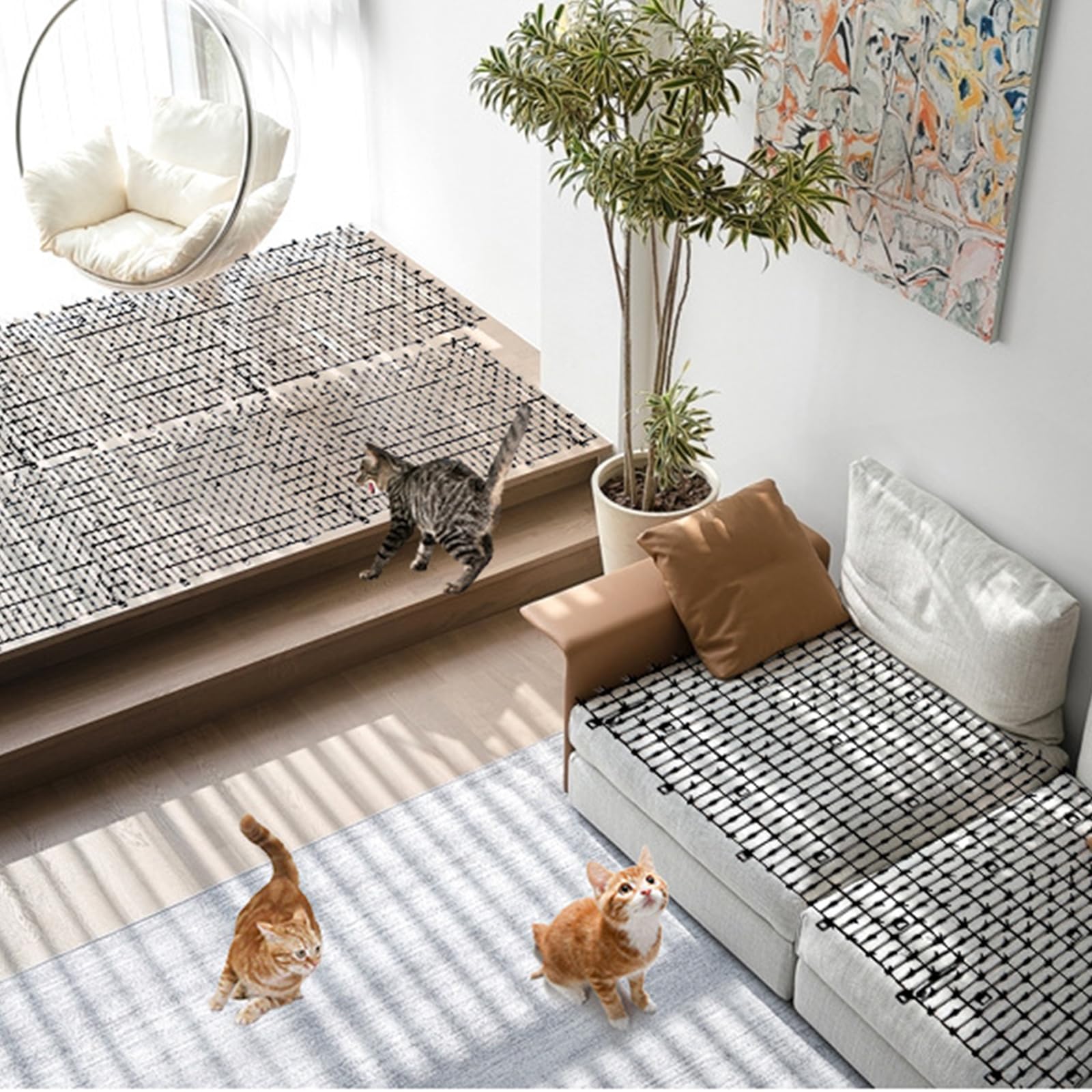 JMIATRY Tapis Anti Chat Exterieur 400x30 CM, Tapis Anti Chat, Anti Chat avec Pointe, Tapis Picot Anti Chat pour Anti-Chat (Noir)