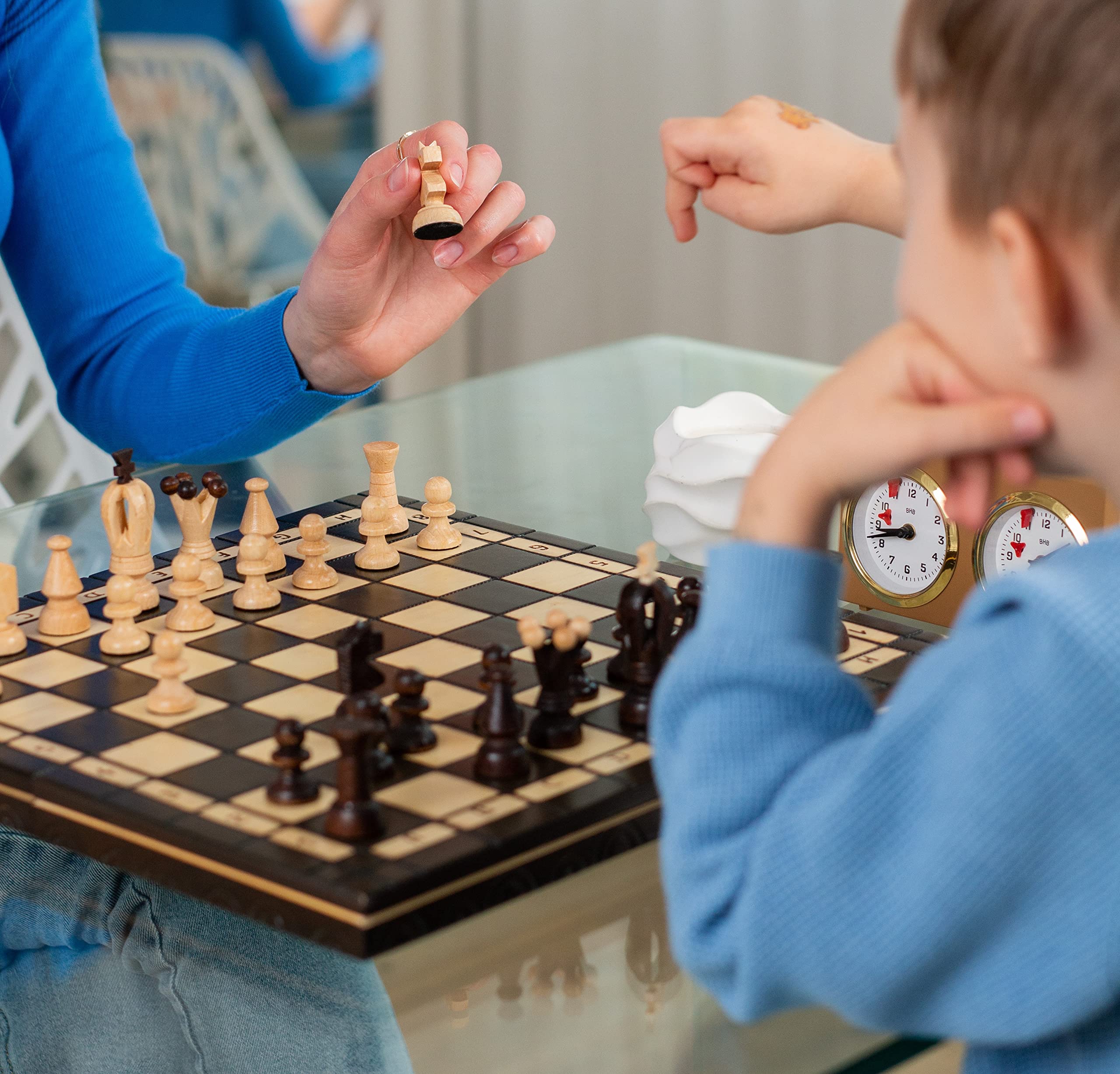 Jeux Dames Bois Set Great Kingdom | 2 en 1 | Master of Chess Echiquier Voyage Brun | Chess Board 35cm | Chess Set | Jeu de Dames en Bois Luxe | Fait Main Jeux Dechec Adulte et Les Enfants