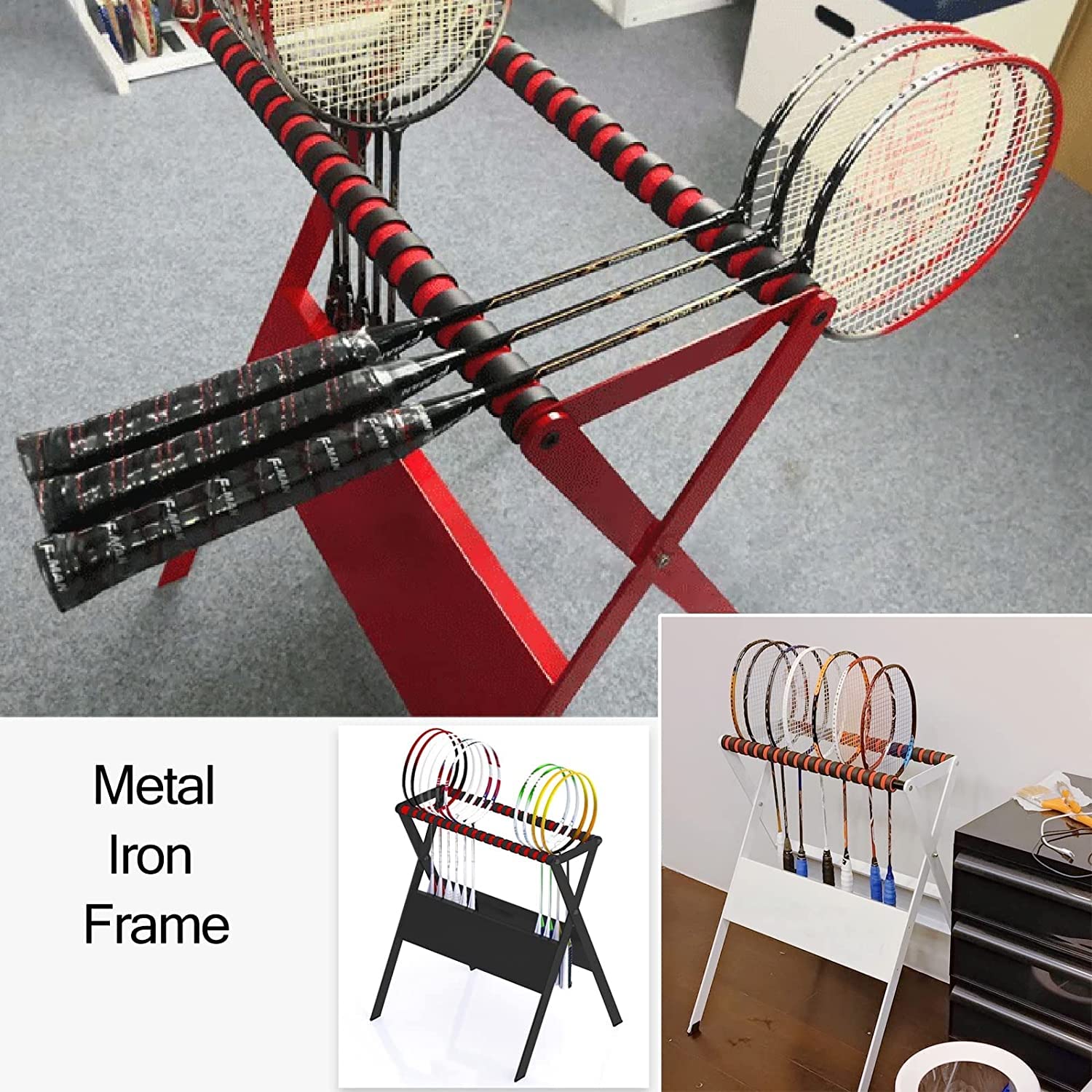 FAXIOAWA Espositore per Racchette da Tennis per 18 o 36 Racchette in Sala Giochi, Bar, Ufficio, Garage, Palestra di casa - Nero Blu Rosso Bianco Portaracchette da Badminton (Blu 100x51x64cm)