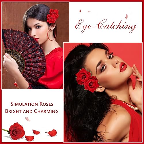 Miniatura 5 de Yilloog Paquete de 12 pinzas para el cabello rosa de 2.8 pulgadas, broches florales, pinzas para el cabello mexicanas, horquillas, suministros de