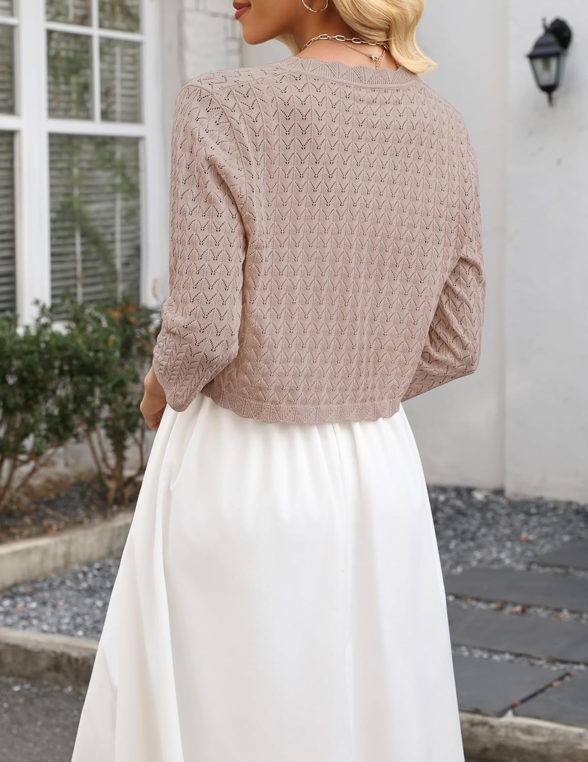 Zeagoo Women's Bolero Shrug Crochet Cropped Cardigan Summer 3/4 Sleeve Lightweight Cardigans for Dress - Image 5