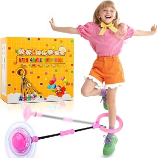 Ankle Skip Ball for Kids, Girls Toys Age 5 6 7 8 9 10 Years, Birthday Gift for Girls and Boys, Foldable Colorful Flash Wheel Skip Ball, Sports Fitness Toys for Kids & Adults