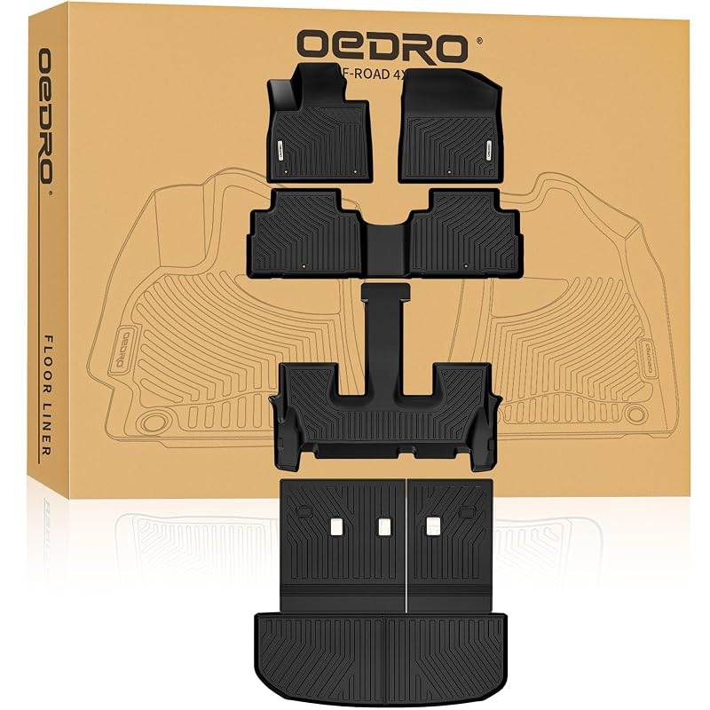 Kit de tapetes e forros para porta-malas OEDRO compatível com Hyundai Palisade 2020–2025, 7 e 8 lugares, preto