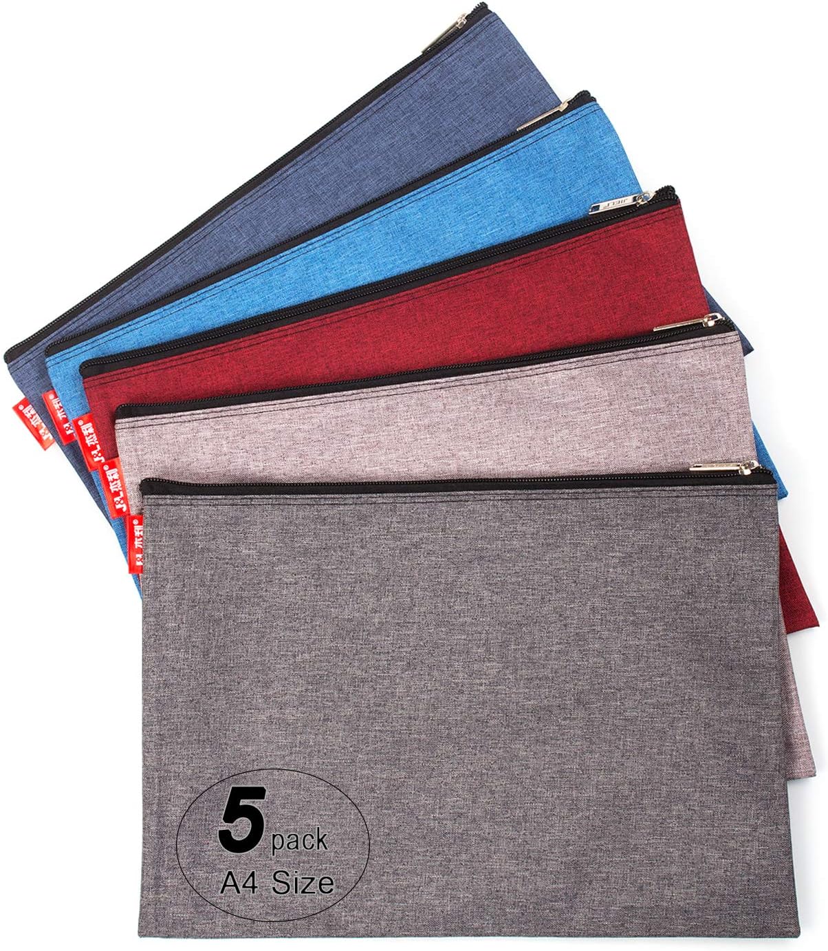 ADVcer 5 Pack Canvas Zipper Tool Bag Set, 13.3" x 9.4" 14oz Heavy Duty Waterproof Multipurpose Utility Multi Tool Storage Pouch Case for Organizing and Sorting Household Tools, Spare Parts (5 Colors)
