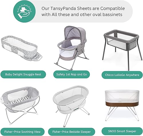 Miniatura 99 de TansyPanda Bassinet Sheets for Baby Delight Snuggle Nest, Chicco LullaGo, Fisher-Price Soothing, SNOO Smart, 3PC, 18 x 30 Inch, Ultra Soft