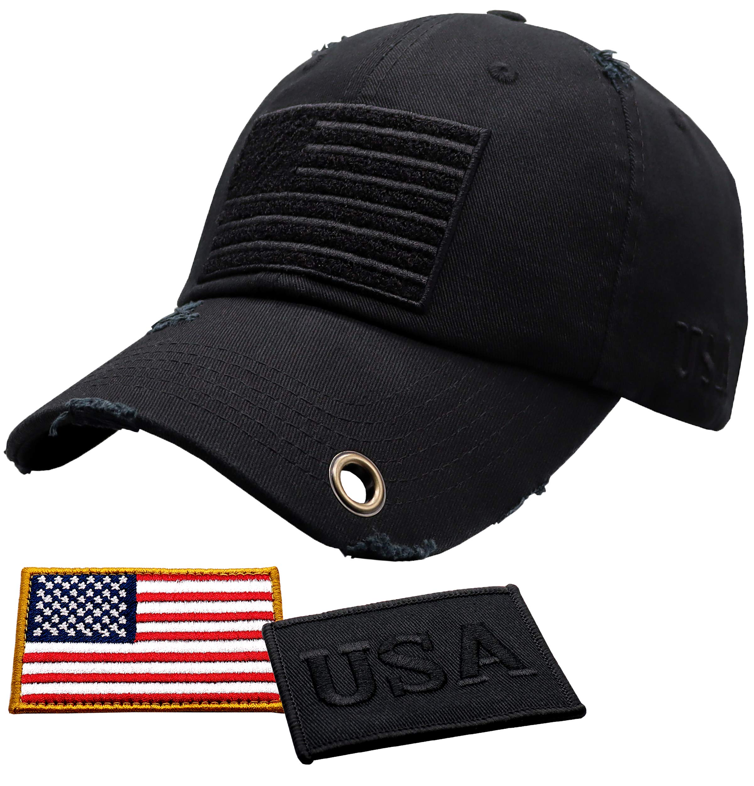 Antourage American Flag Unisex Baseball Hat for Men and Women | USA Flag Mesh Snapback Cap with 2 Patriotic Patches