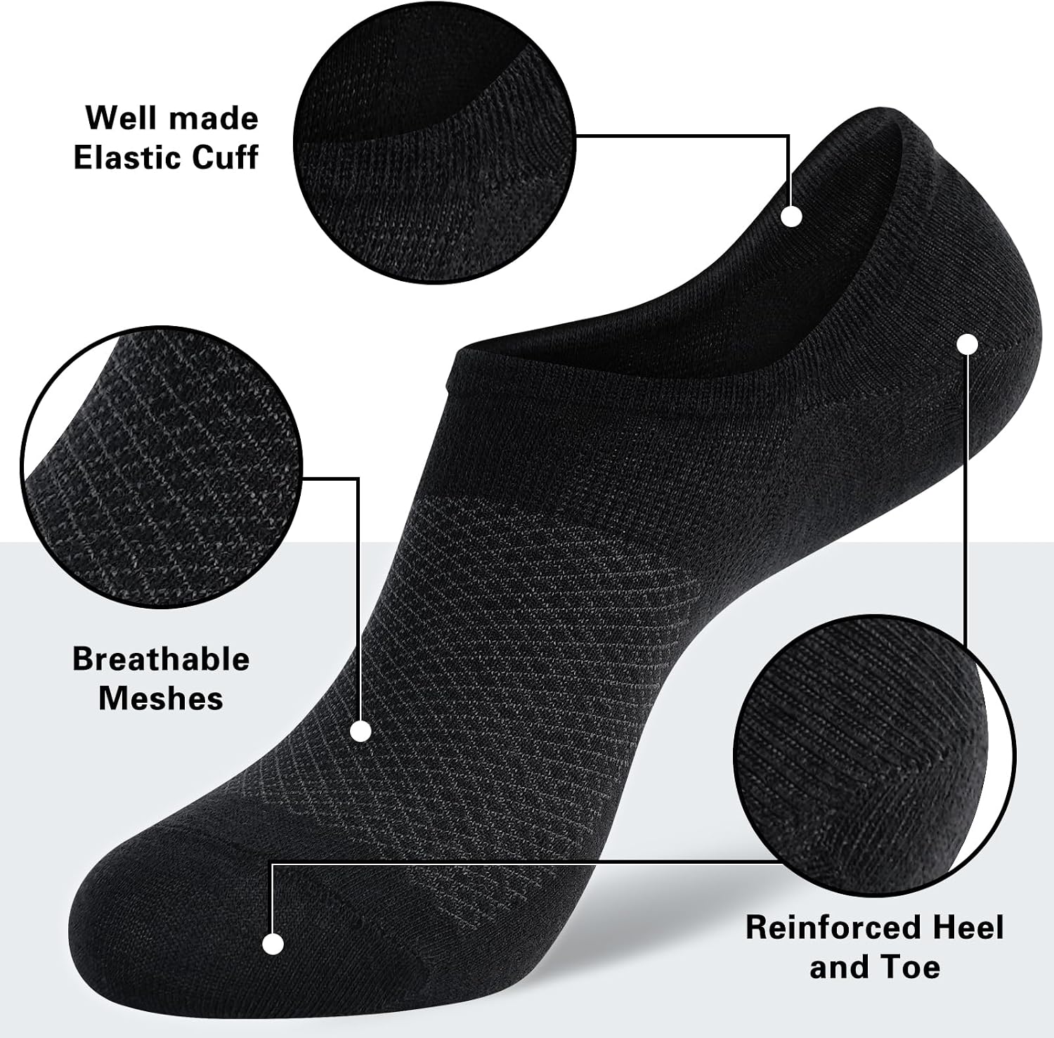 Monxiery 8 Pairs Mens Cotton Non Slip No Show Socks, Low Cut Casual Invisible Socks.