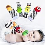 BABY K Foot Finder Socks & Wrist Rattles (Set L) - Newborn Toys for Baby Boy or Girl - Brain Development Infant Toys - Hand and Foot Rattles Suitable for 0-3, 3-6, 6-12 Months Babies