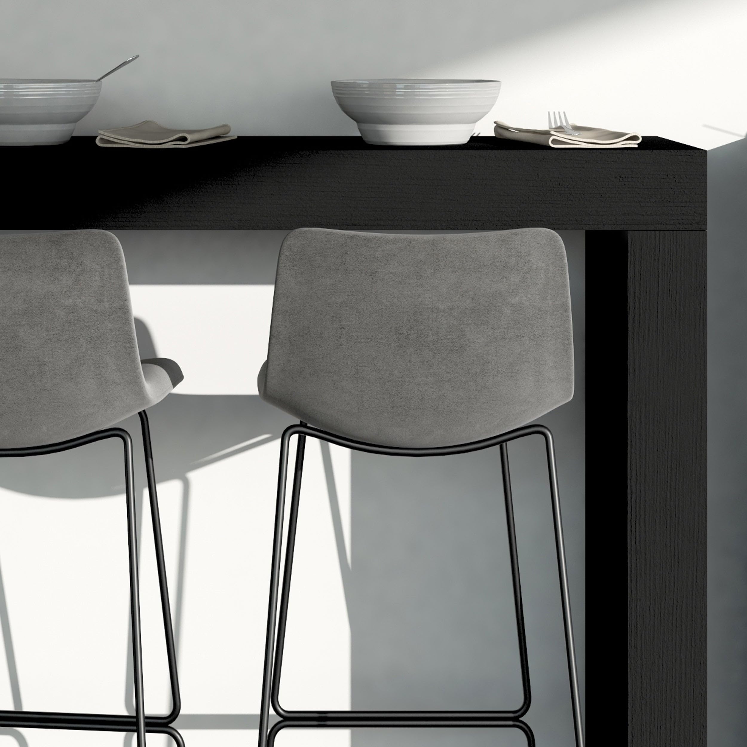 MOBILI FIVER, Mesa Alta Evolution 180x40, Fresno Blanco con Dos Patas y Cargador inalámbrico, Mesa Auxiliar de Cocina para 3 Personas, Made In Italy