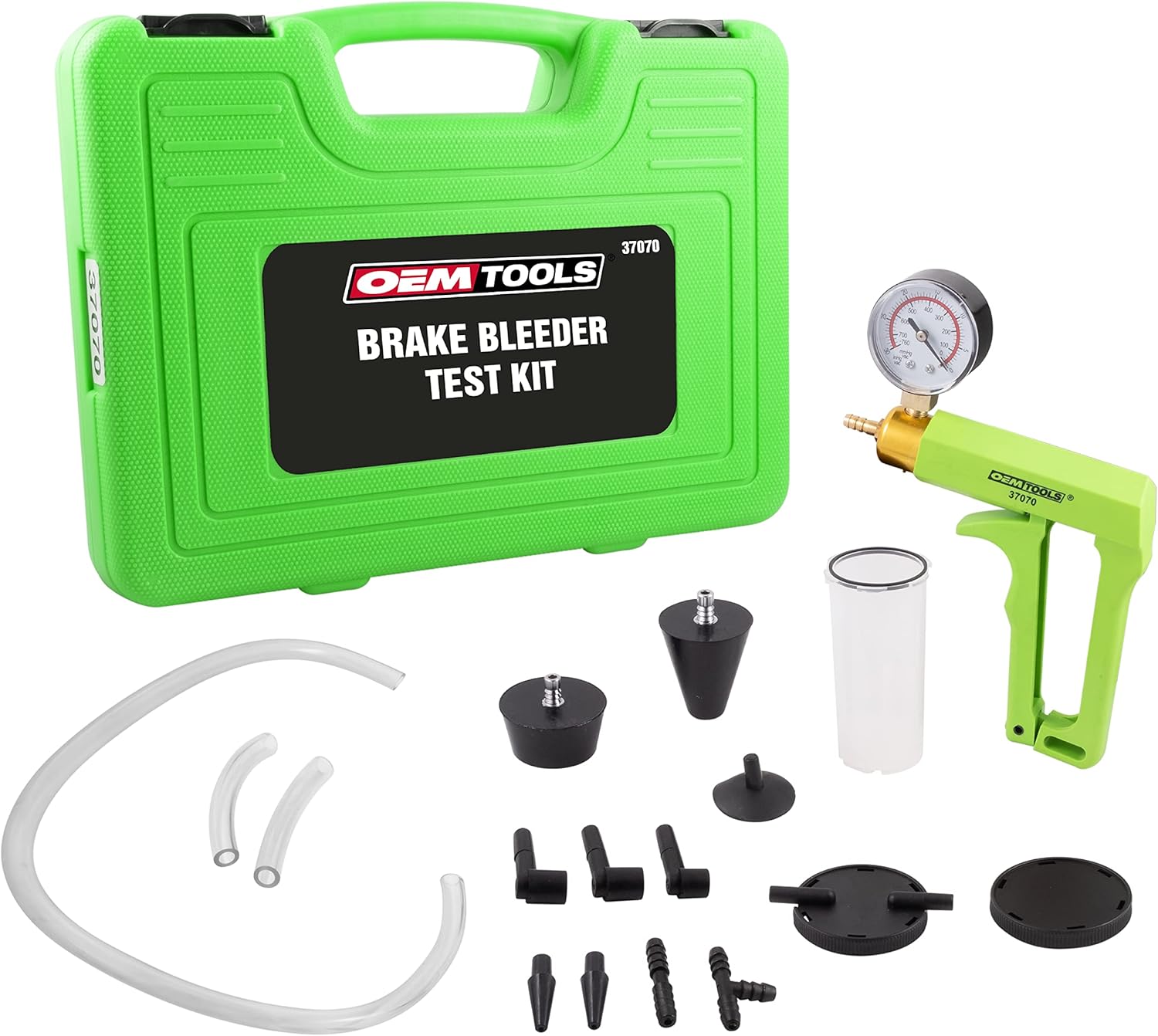 OEMTOOLS 37070 Brake Bleeder Kit with Hand Vacuum Pump and Gauge, Vacuum Pump Tester, Power Steering/Brake Bleeding Kit Useful for Testing Fuel Petcocks, Carburetors, and Vacuum Advances
