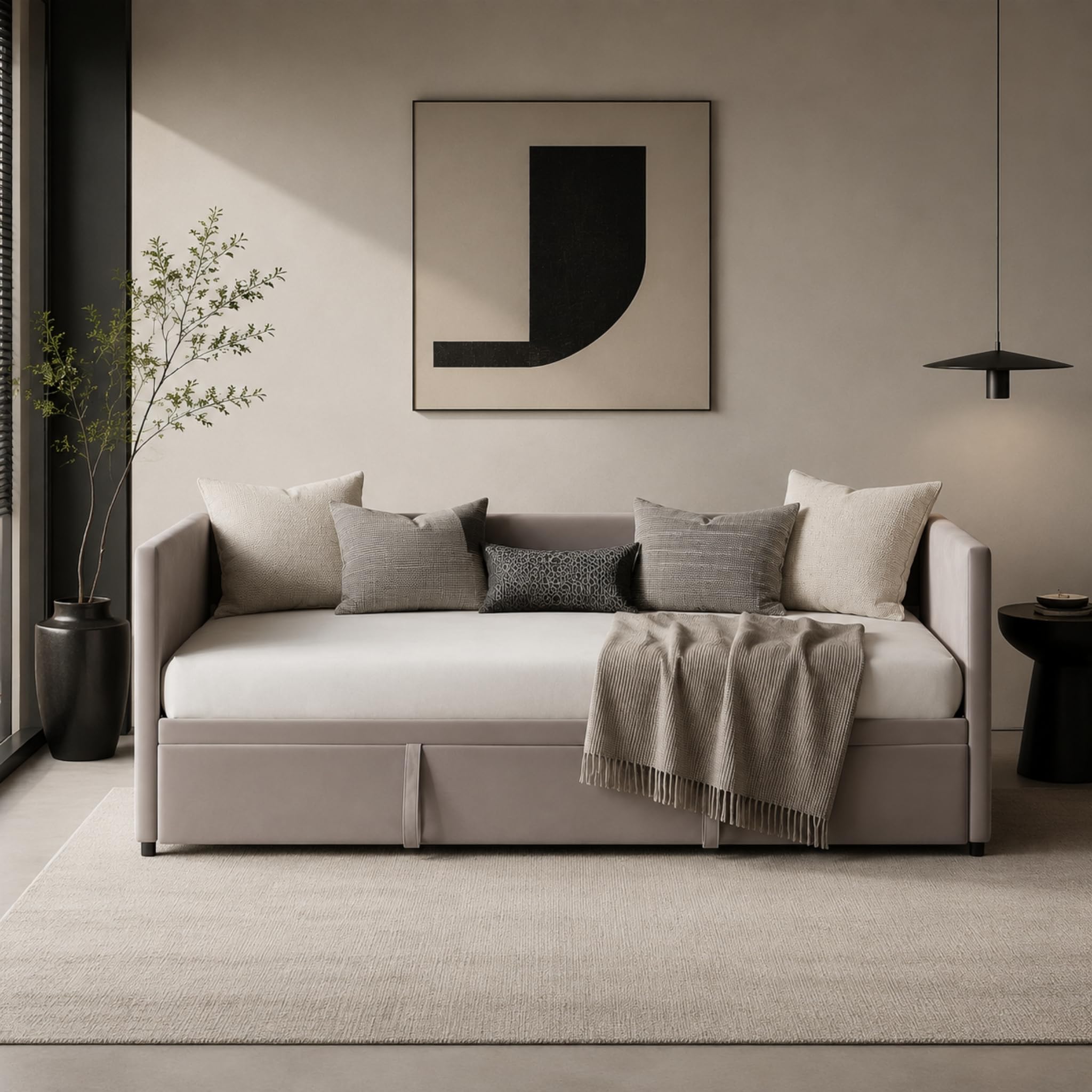Divano letto, 2 posti, divano letto, estensibile, 90/180 x 200 cm, con rete, velluto, grigio (senza materasso) (Grigio)